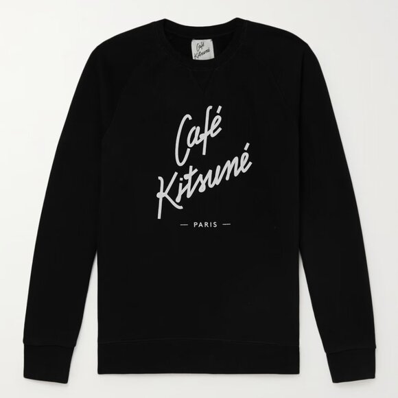 Kitsuné Black & White Logo-Print Cotton-Jersey Sweatshirt NWOT